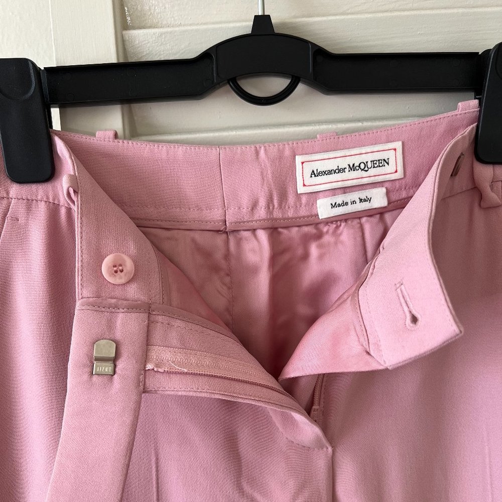 Alexander Mcqueen Pink Tailored Silk Blend Pants